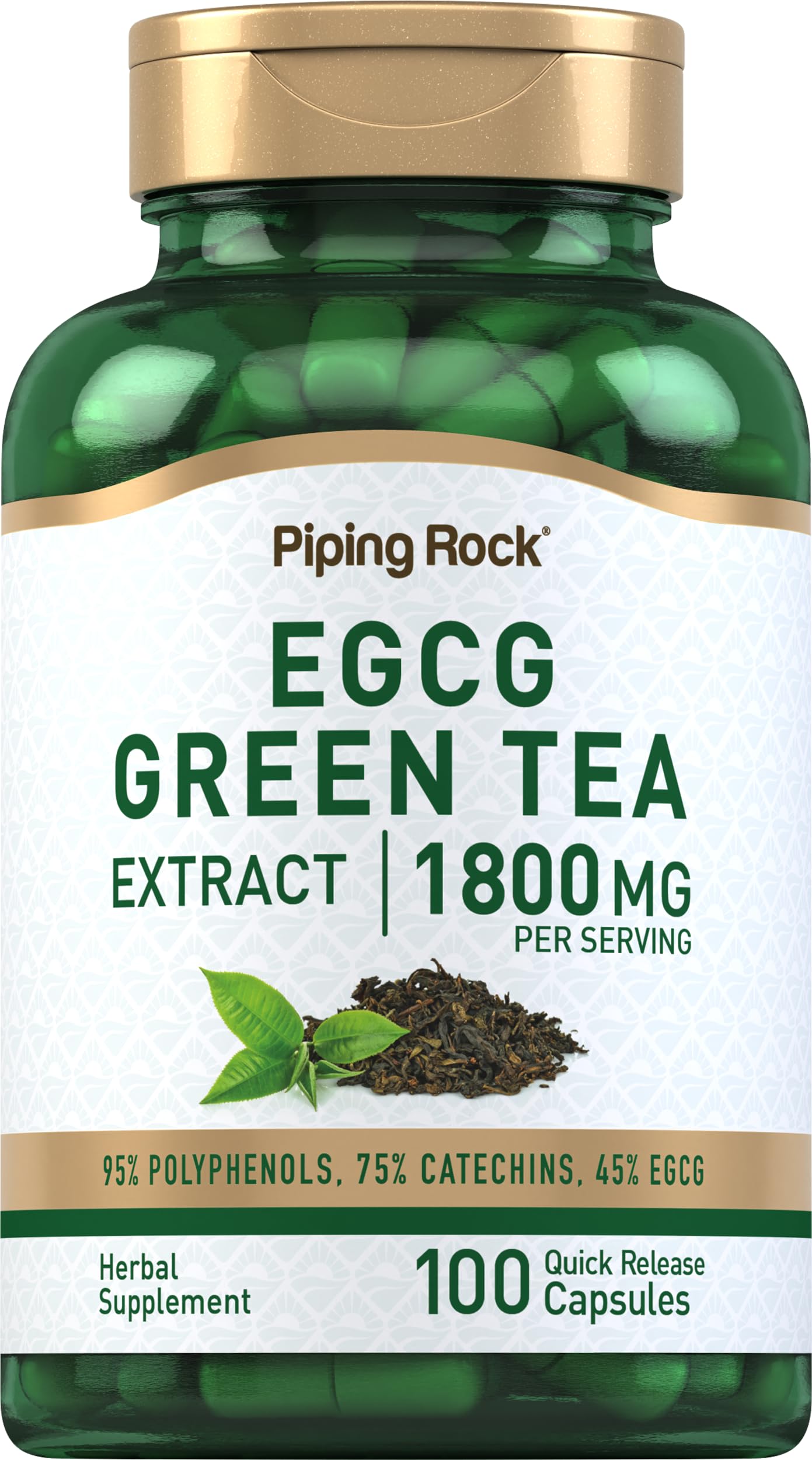 Piping Rock Green Tea Extract capsules front view