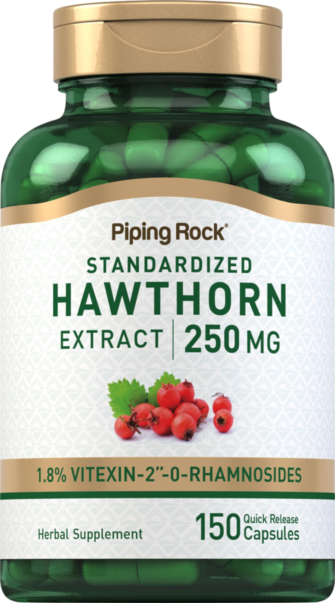 Piping Rock Hawthorn Berry 250mg Quick Release Capsules front view