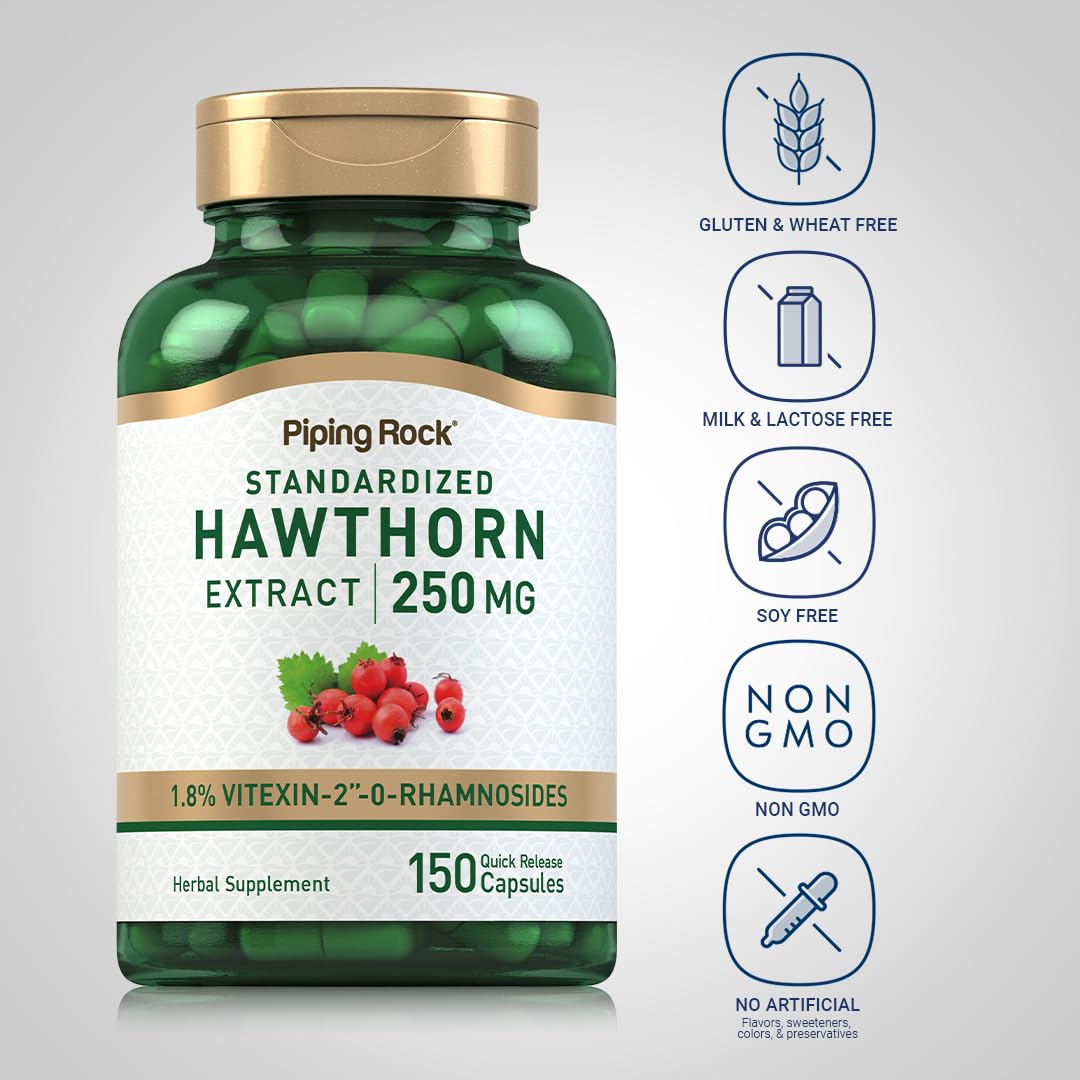 Piping Rock Hawthorn Berry capsules bottle top view