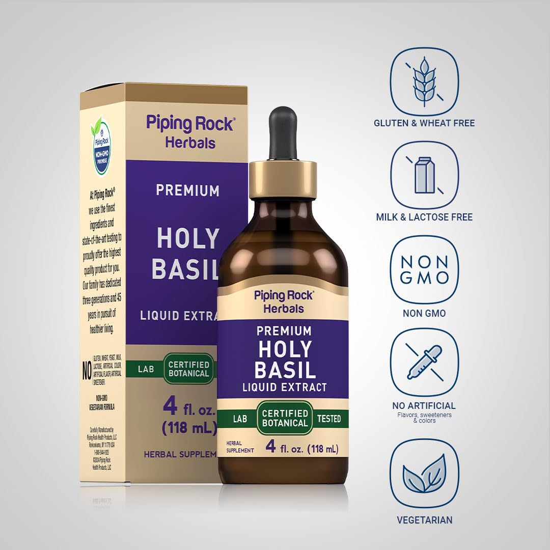 Piping Rock Holy Basil side view of packaging