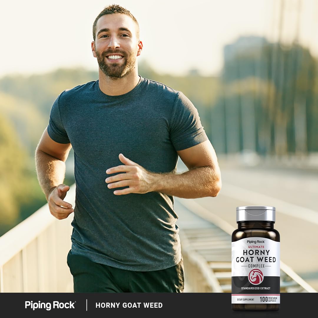 Piping Rock Horny Goat Weed supplement in a kitchen setting