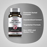 Piping Rock Horny Goat Weed supplement on a wooden table