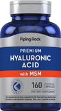 Piping Rock Hyaluronic Acid 100mg + MSM 900mg supplement bottle front view