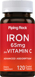 Piping Rock Iron Supplement 65mg front view of packaging