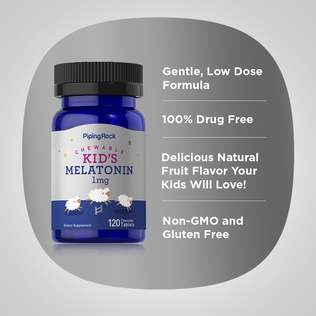 Piping Rock Kids Melatonin 1mg packaging details