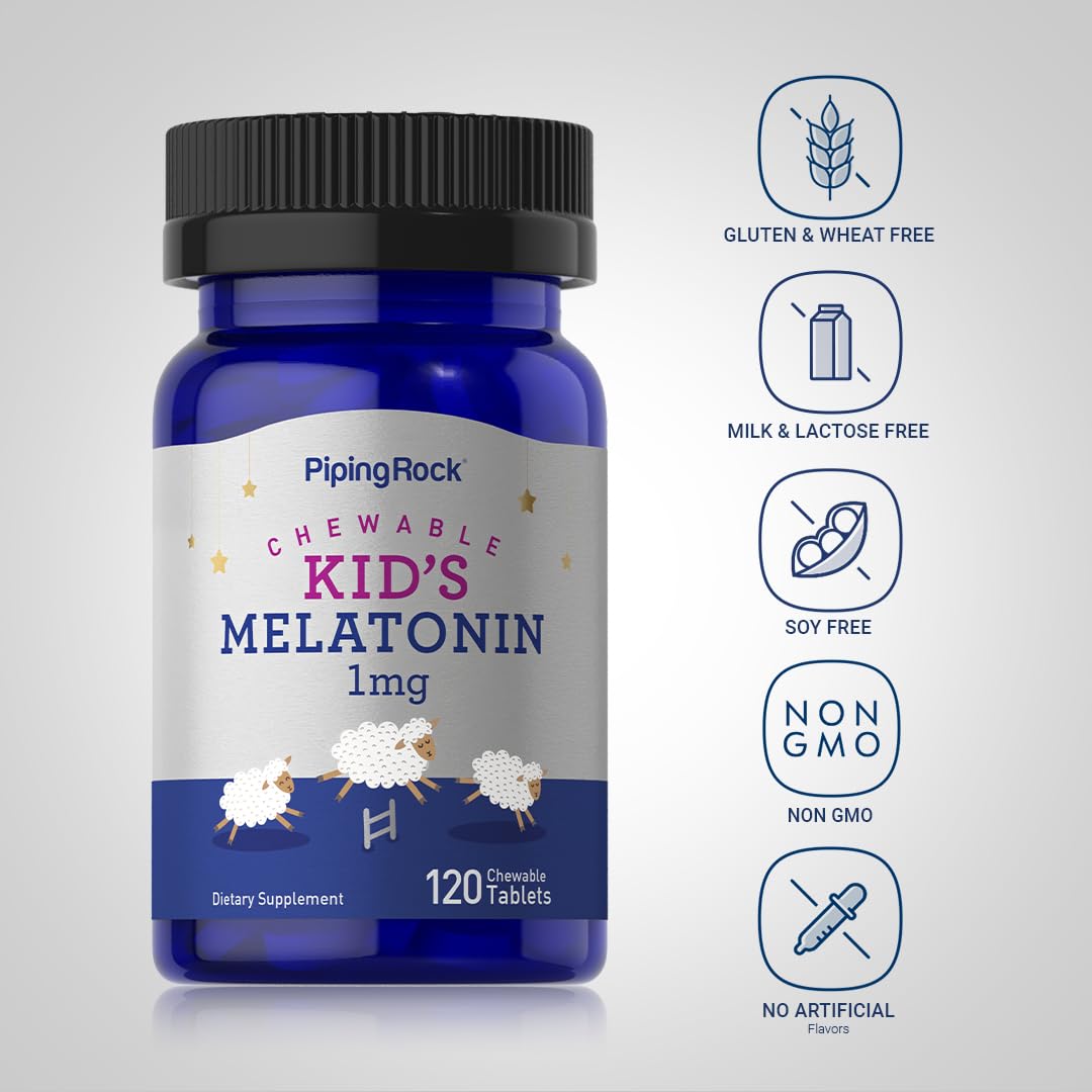 Piping Rock Kids Melatonin 1mg tablet close-up