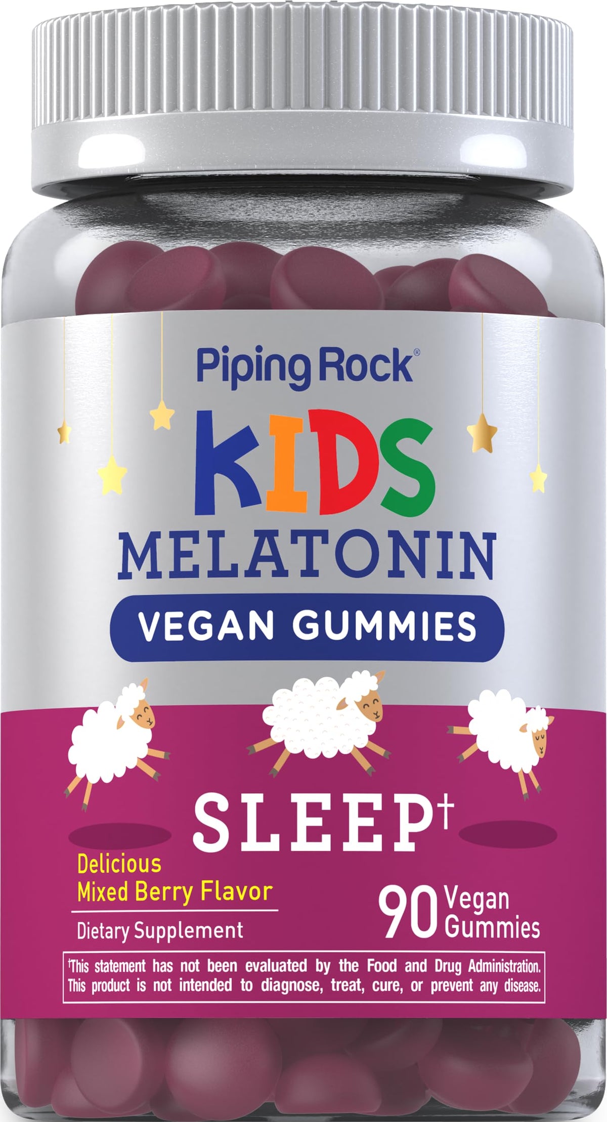 Piping Rock Kids Melatonin Gummies 90 Count front view