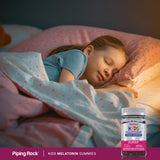 Piping Rock Kids Melatonin Gummy 1mg Cherry flavour gummies on a table