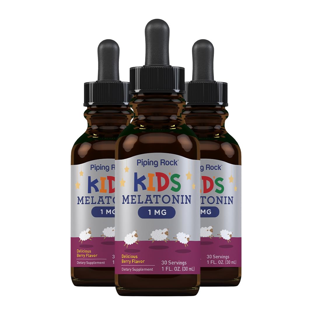 Piping Rock Kids Melatonin Liquid 1mg berry flavour front view