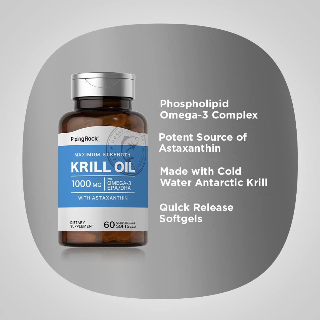 Piping Rock Krill Oil bottle side view