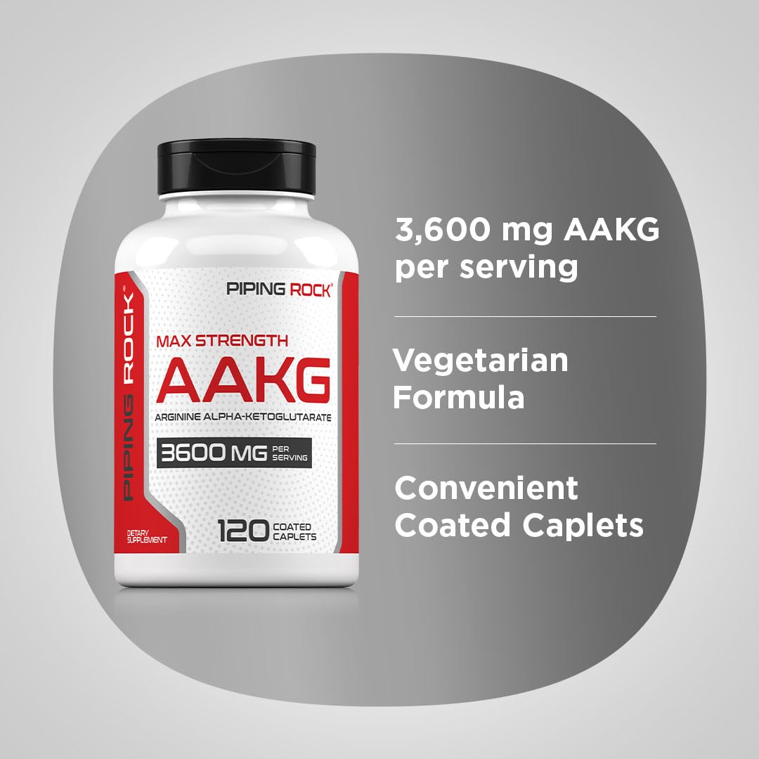 Piping Rock L-Arginine 3600mg supplement with measuring scoop