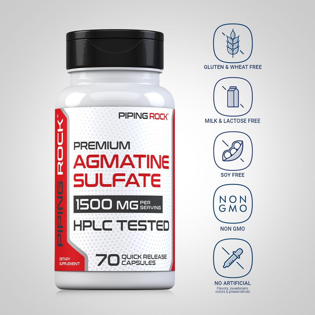 Piping Rock L-Arginine 68g back view highlighting nutritional information