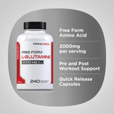 Piping Rock L-Glutamine 2000 mg capsules on a wooden table