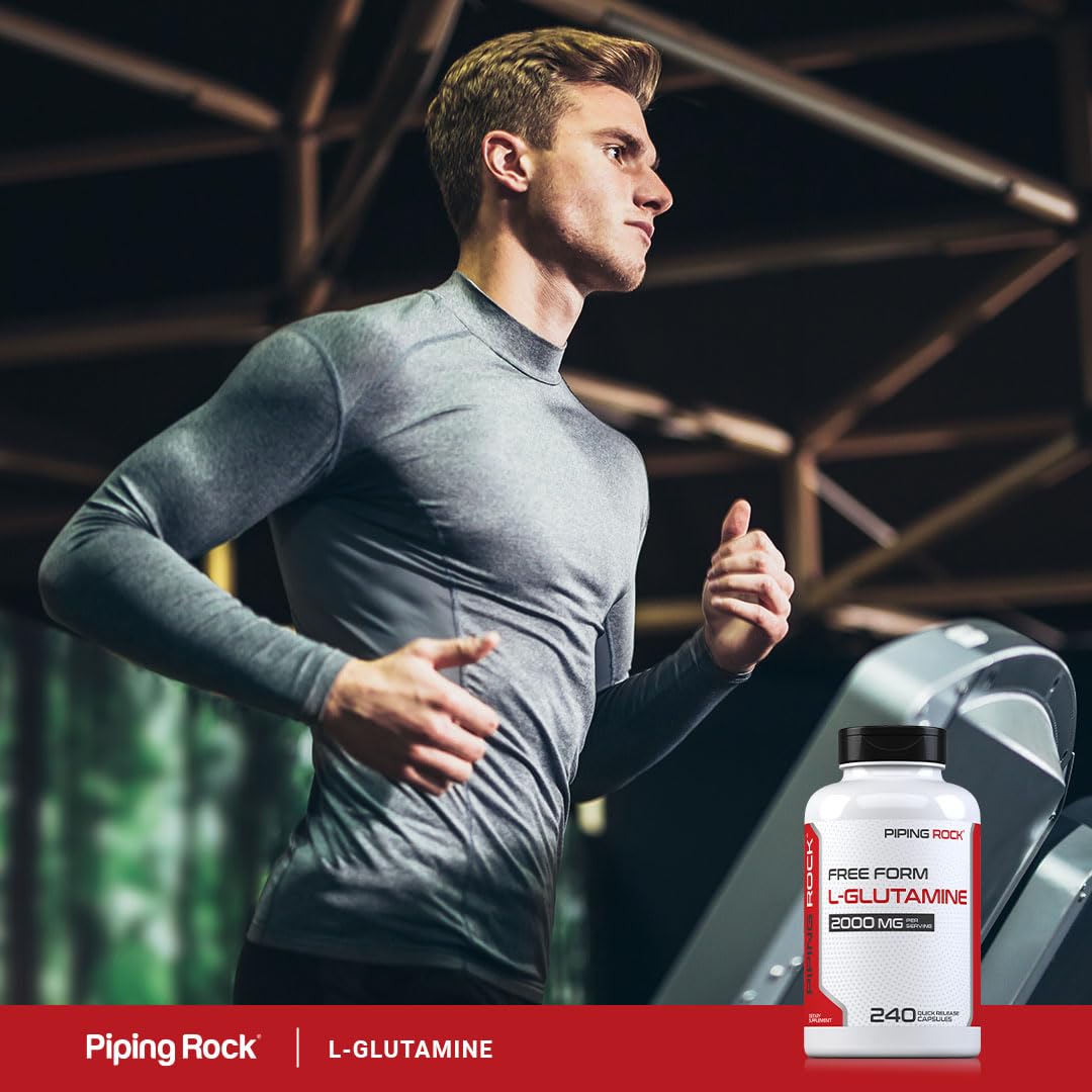 Piping Rock L-Glutamine 2000 mg capsules with measuring spoon