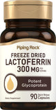Piping Rock Lactoferrin 300mg quick release capsules front view