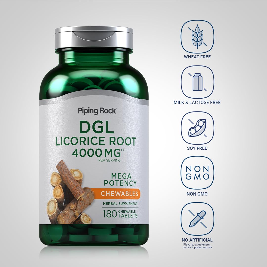 Piping Rock Licorice Root Chewable Tablets back view showing ingredients