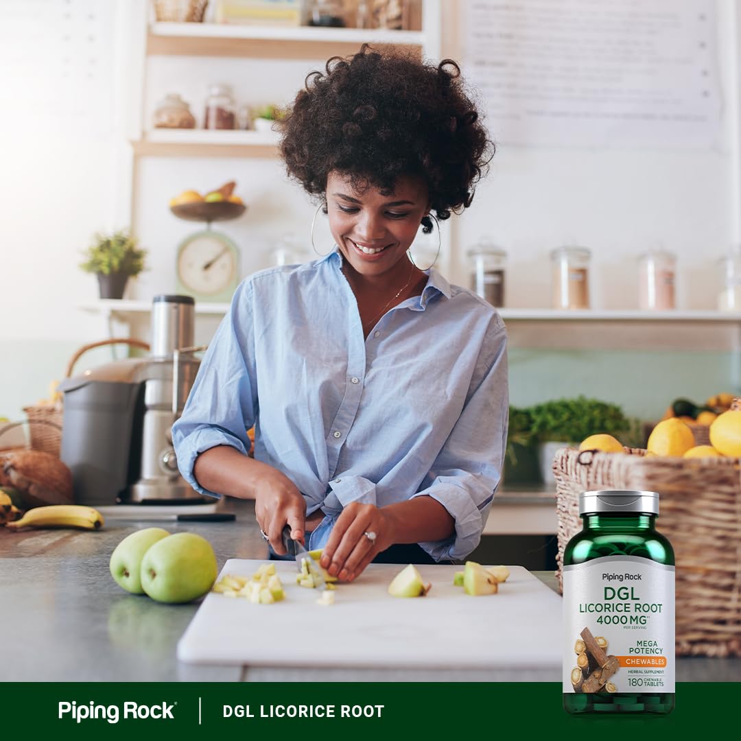 Piping Rock Licorice Root Chewable Tablets with a measuring spoon