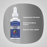 Piping Rock Liquid Melatonin 10mg berry flavour bottle on a wooden table
