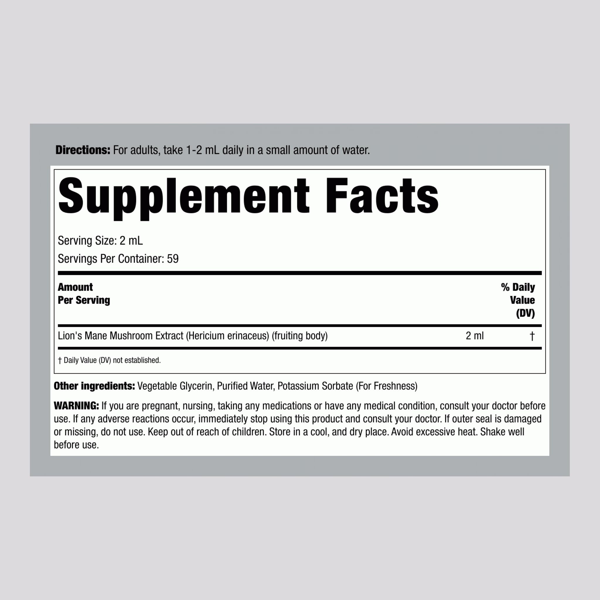 Piping Rock Liquid Mushroom Extract 259g bottle side view