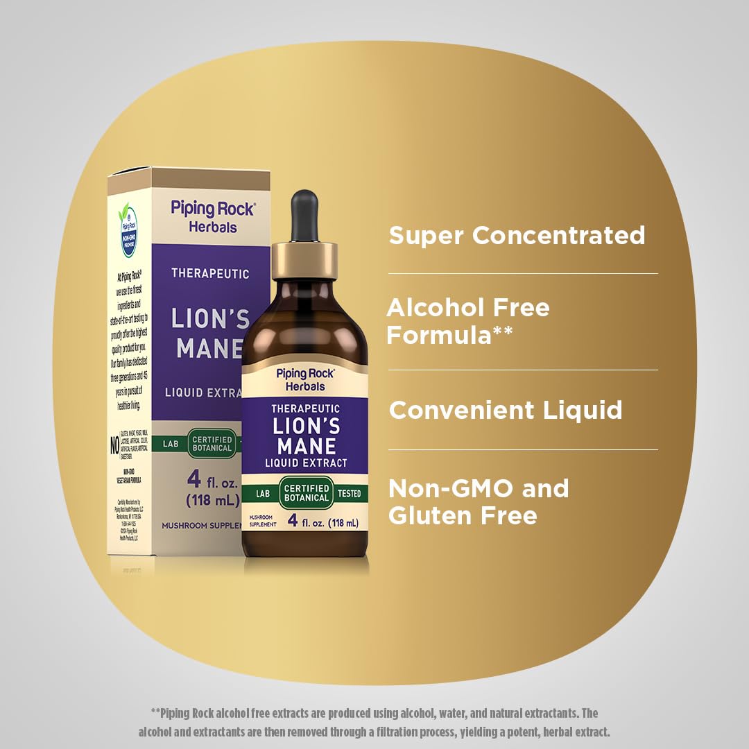 Piping Rock Liquid Mushroom Extract 259g on a wooden table