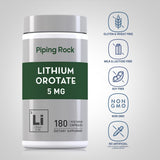 Piping Rock Lithium Orotate 5mg supplement back view