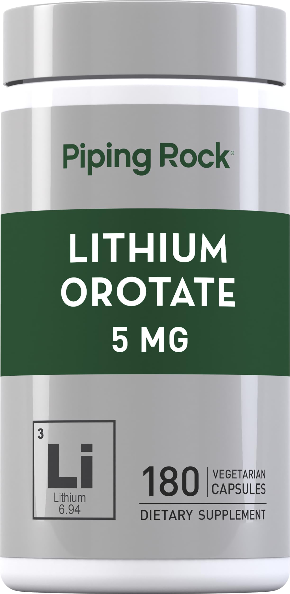 Piping Rock Lithium Orotate 5mg supplement front view