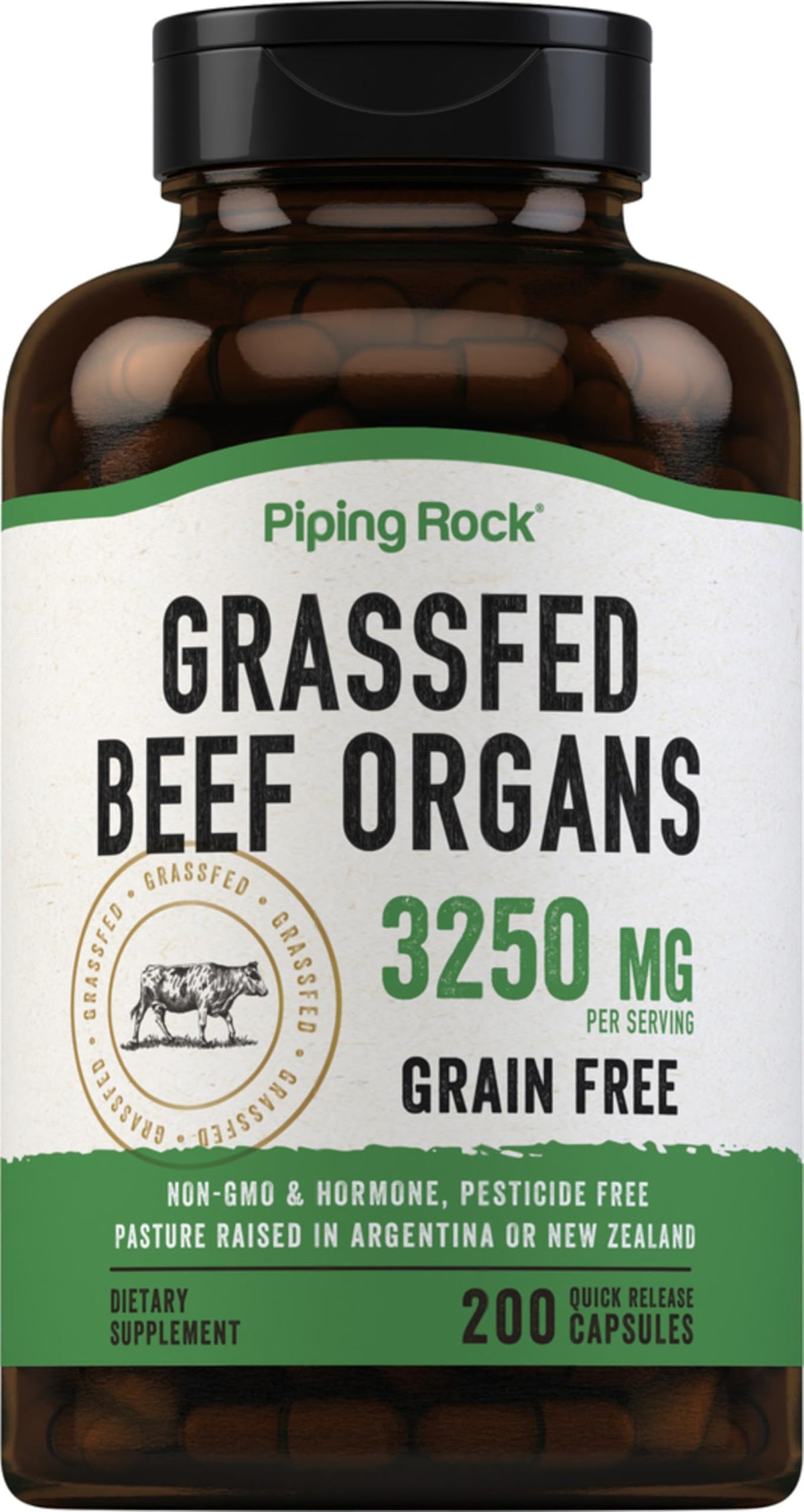 Piping Rock Liver Extract Capsules front view with packaging