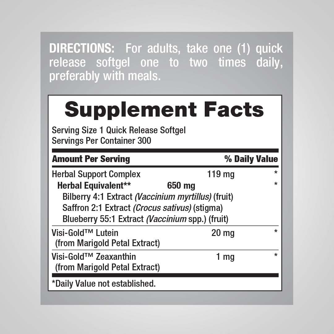 Piping Rock Lutein Supplement 200g side view showing ingredients