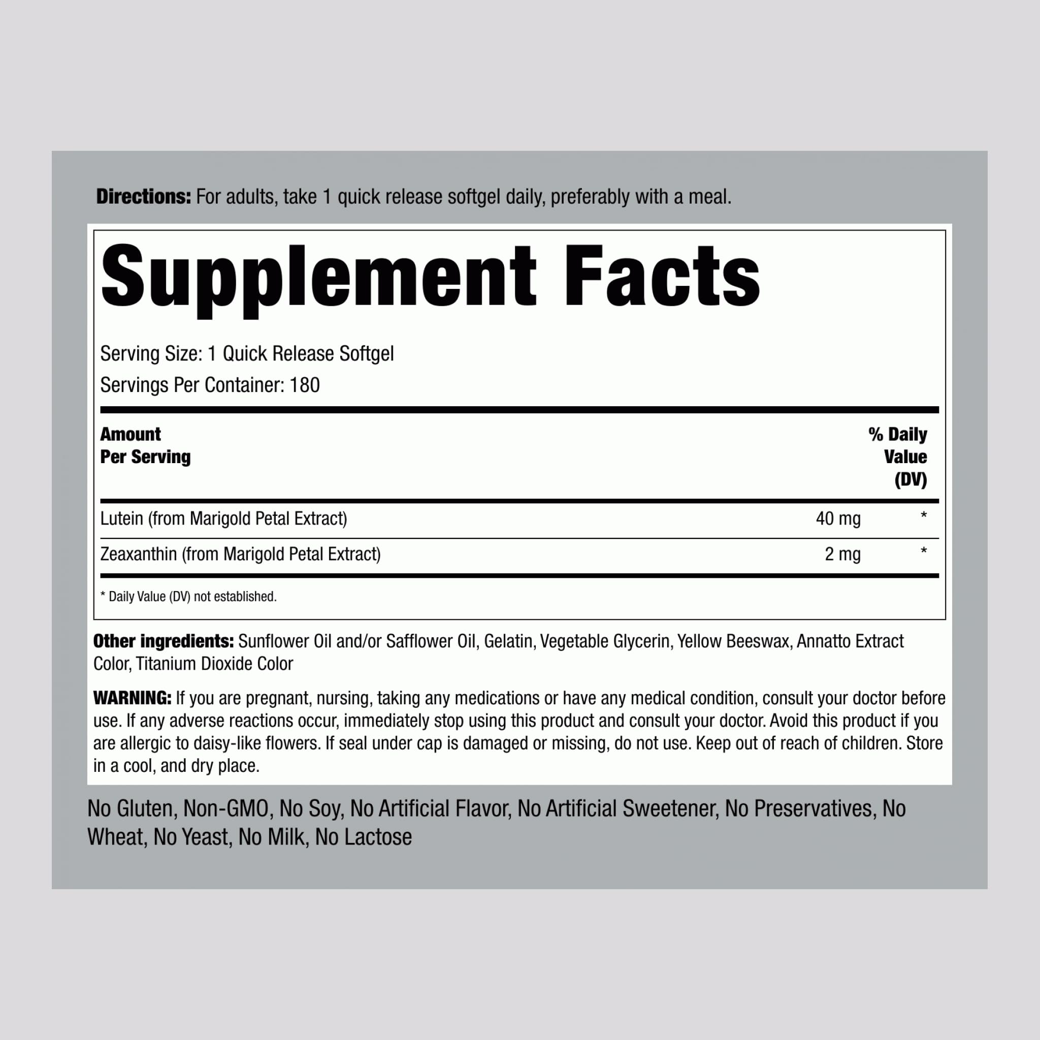 Piping Rock Lutein with Zeaxanthin 118g softgels side view