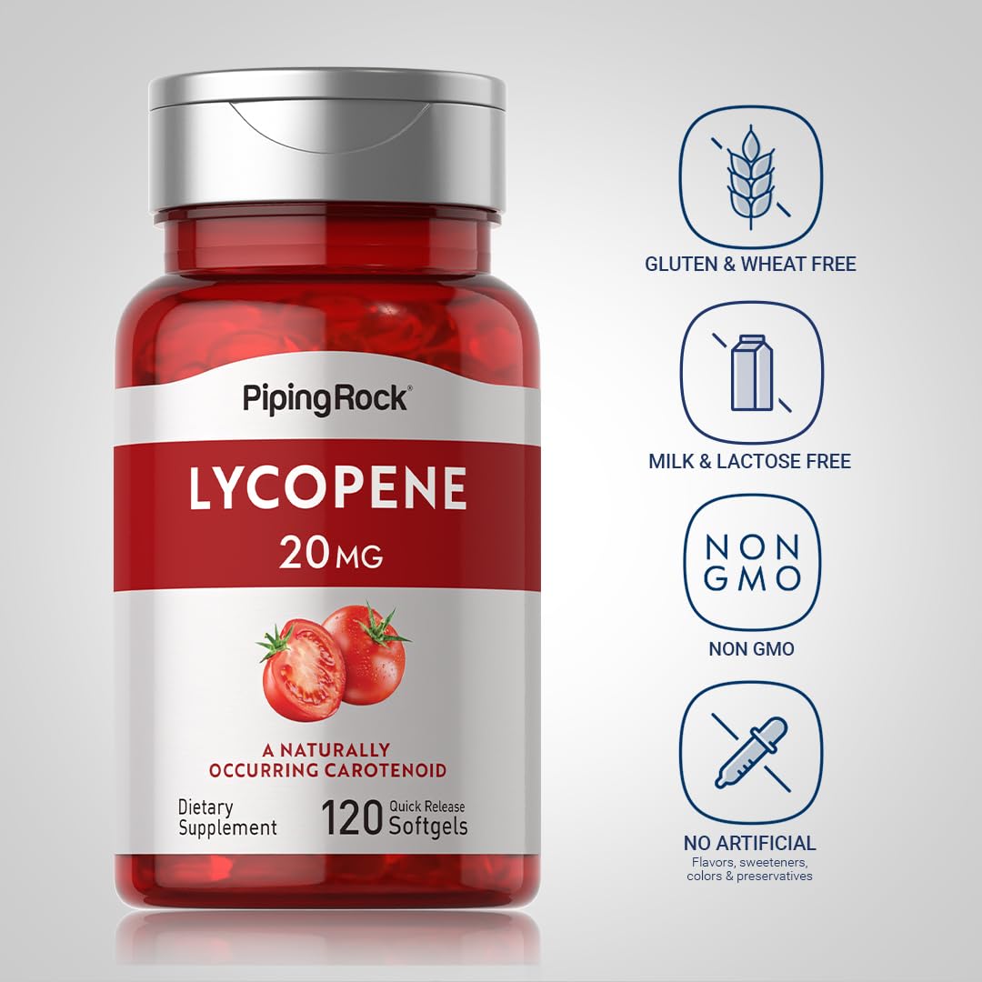 Piping Rock Lycopene 20mg Quick Release Softgel packaging