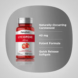Piping Rock Lycopene Supplement 40mg quick release softgel on a wooden table