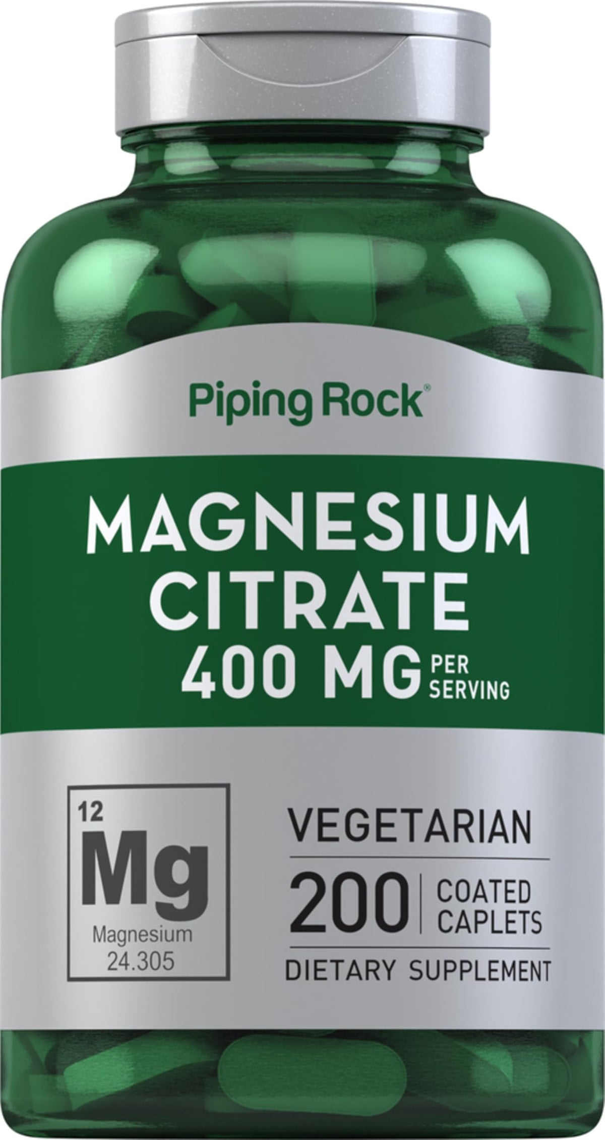 Piping Rock Magnesium 400 mg Coated Caplets front view