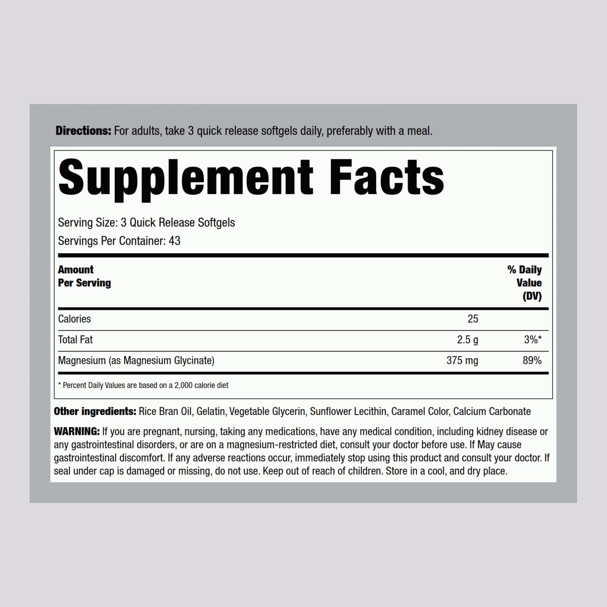 Piping Rock Magnesium Advanced Form Quick Release Softgels side view