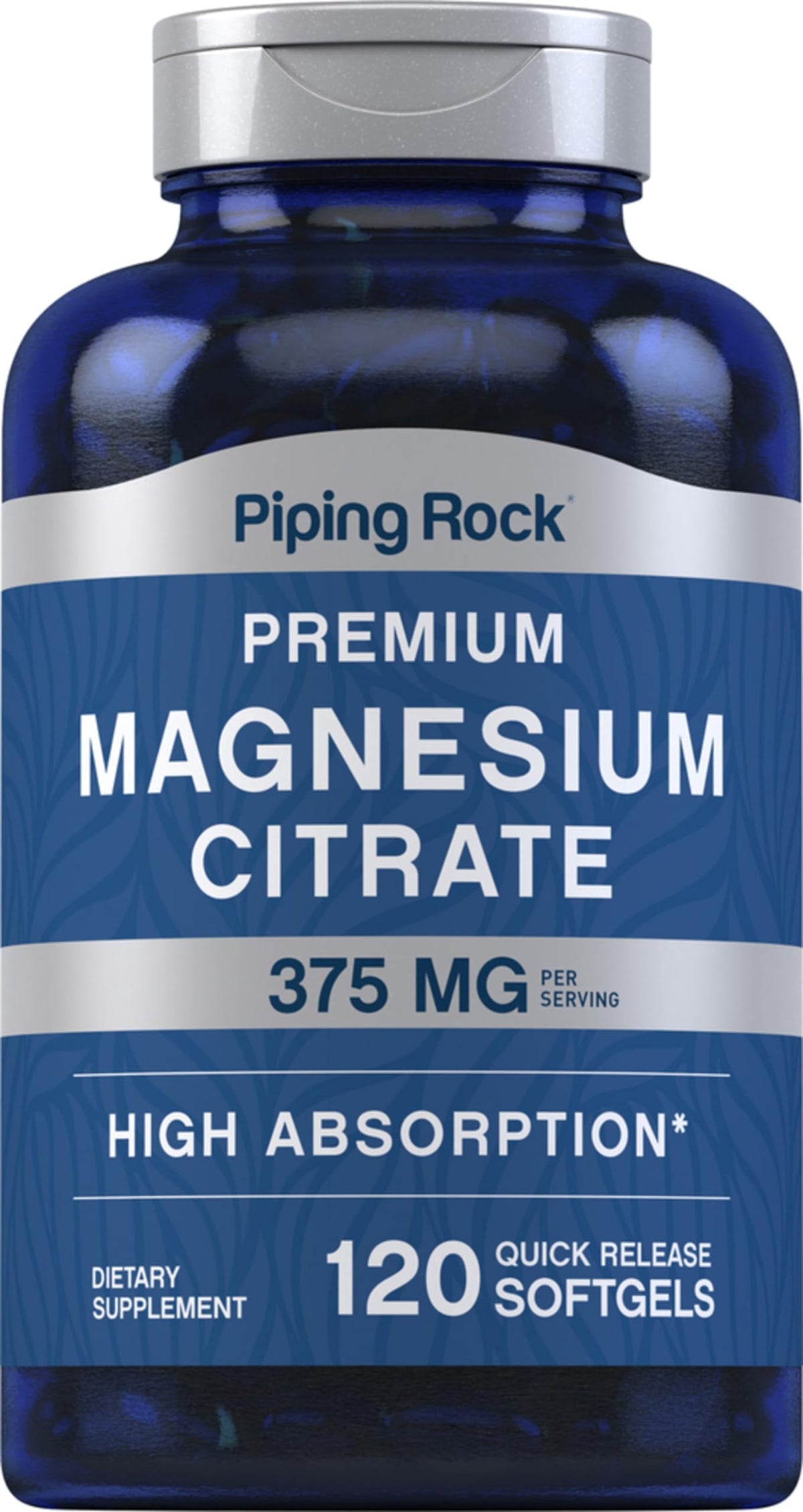 Piping Rock Magnesium Citrate 375mg softgels front view
