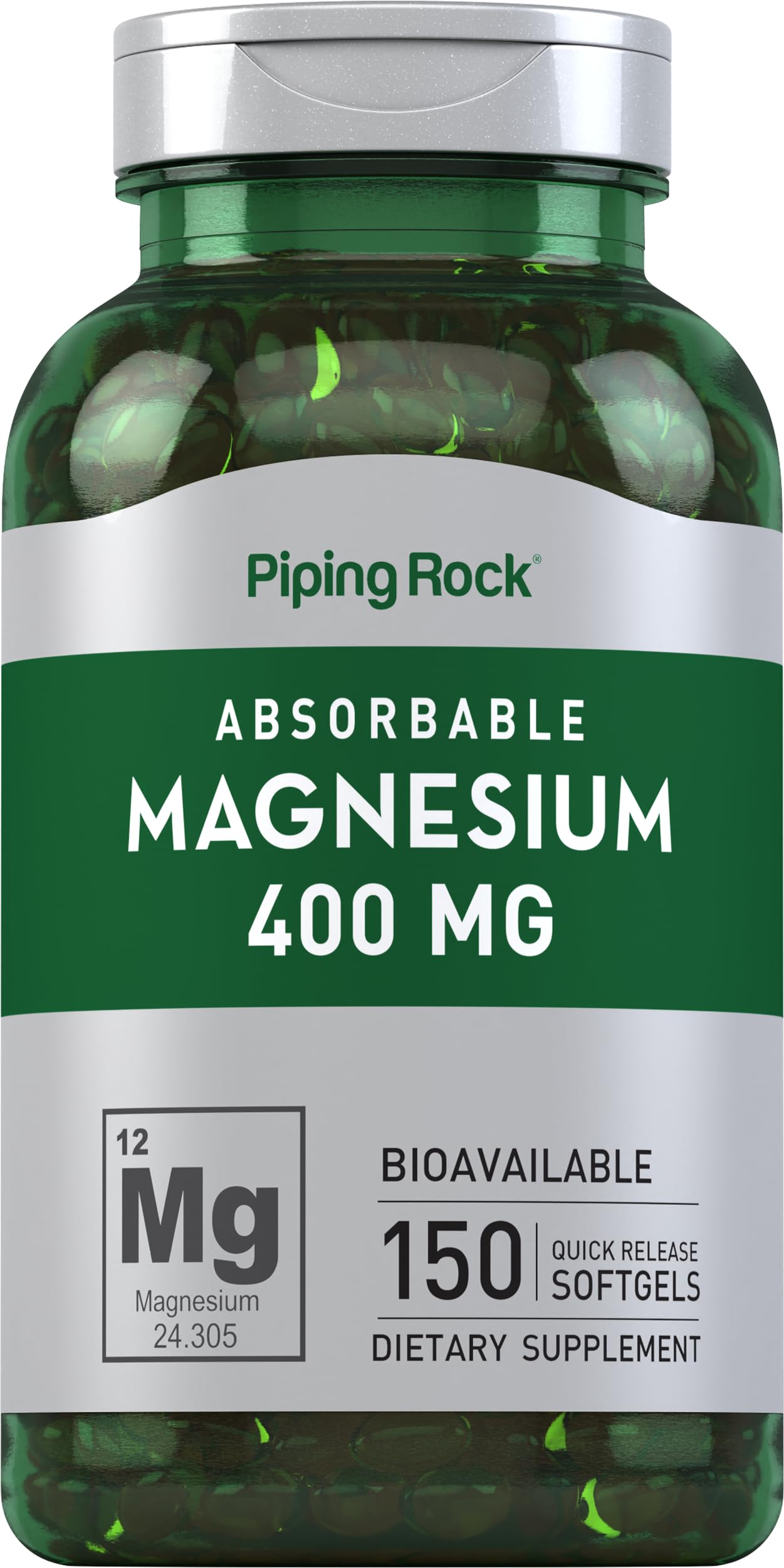 Piping Rock Magnesium Extra Strength Soft Gels front view with packaging