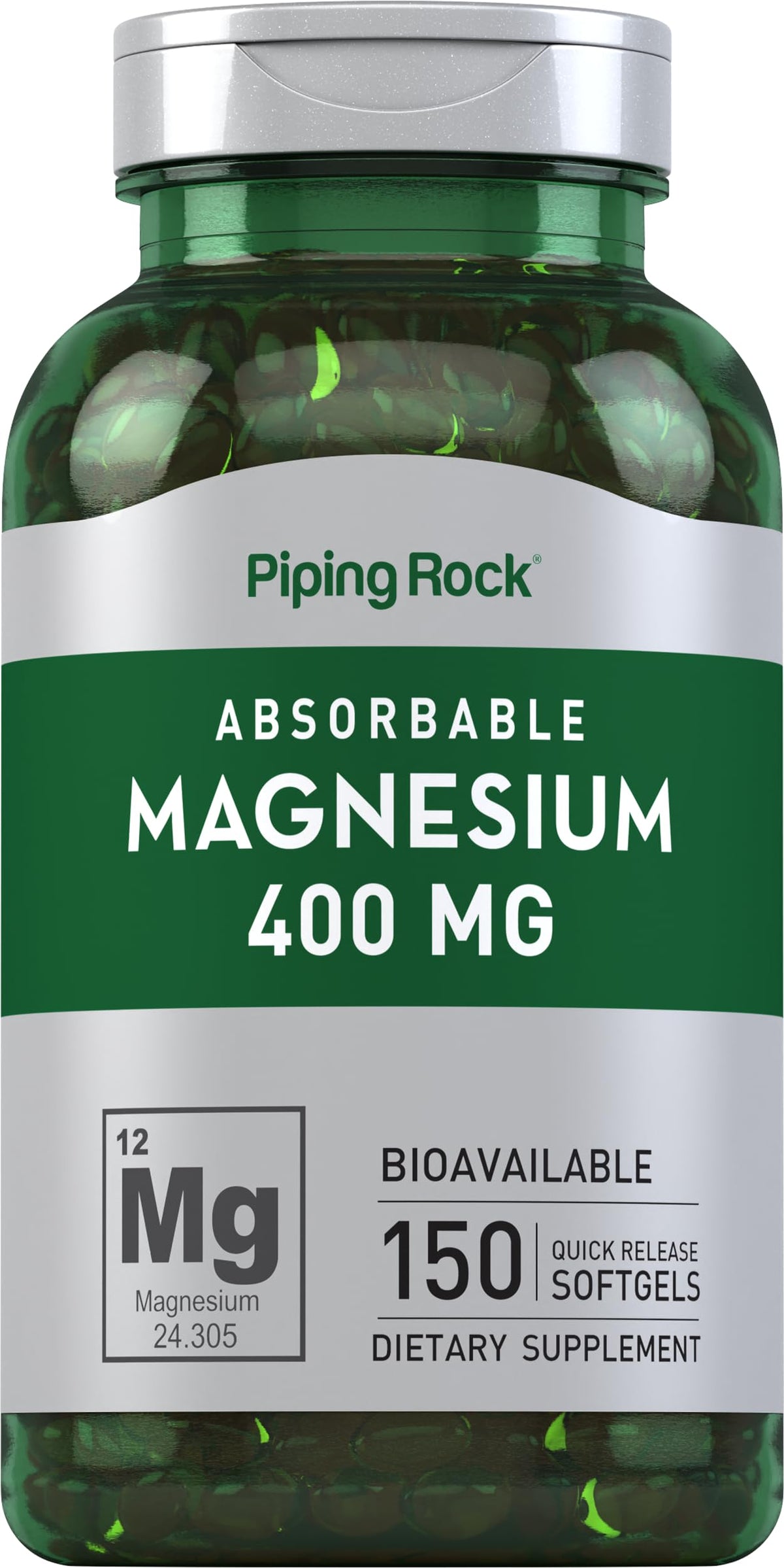 Piping Rock Magnesium Extra Strength Soft Gels front view with packaging