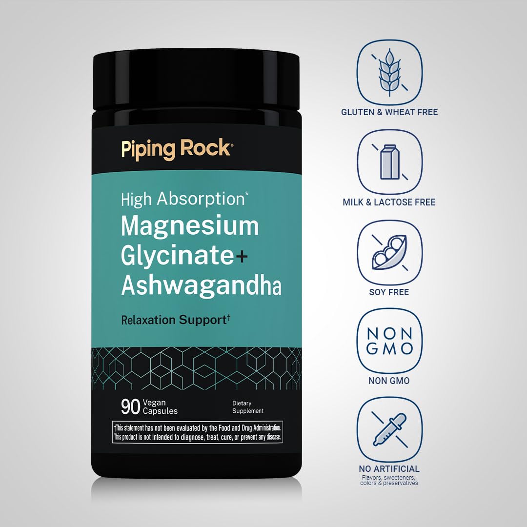 Piping Rock Magnesium Glycinate 120mg bottle with label
