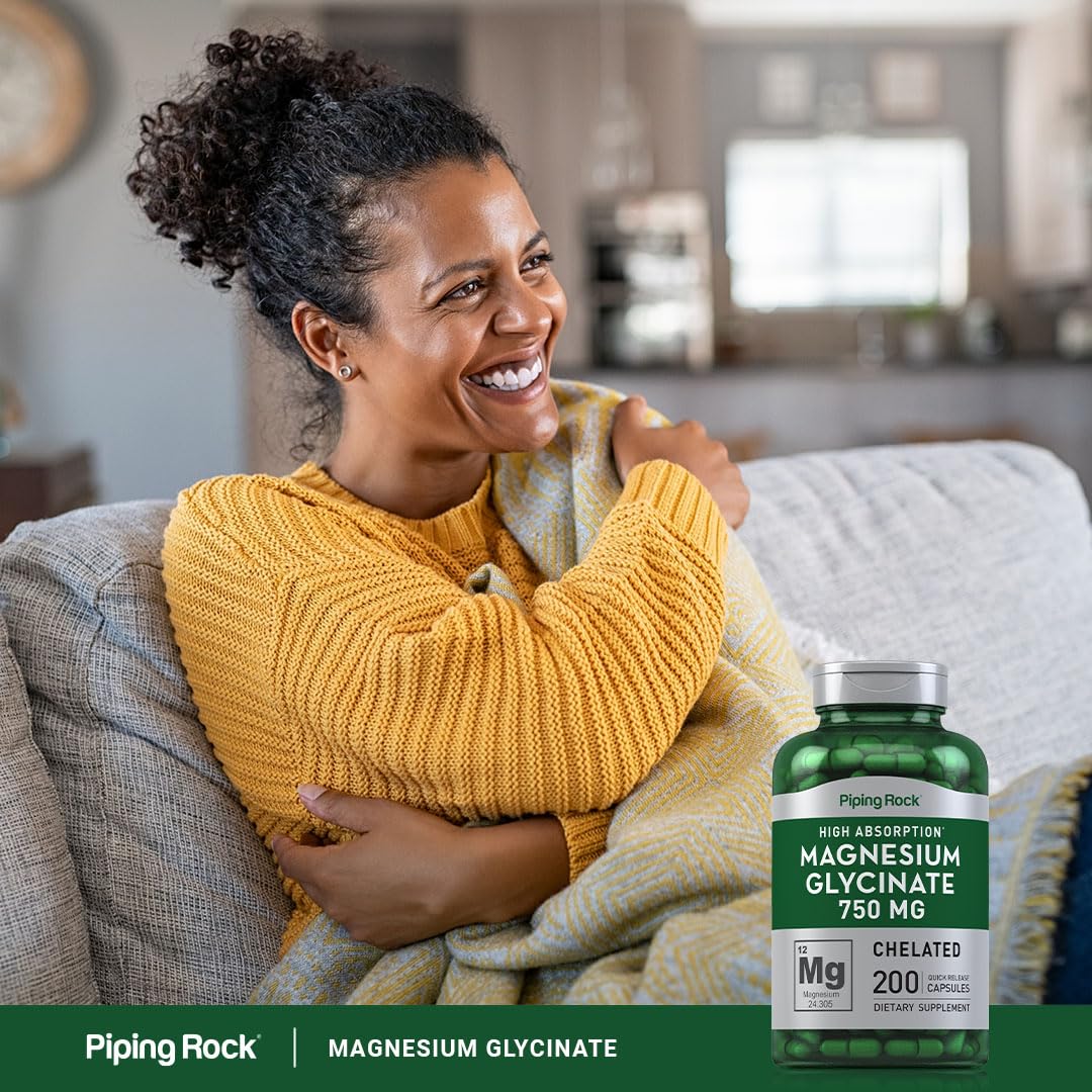 Piping Rock Magnesium Glycinate Chelated 750 mg capsules with measuring spoon