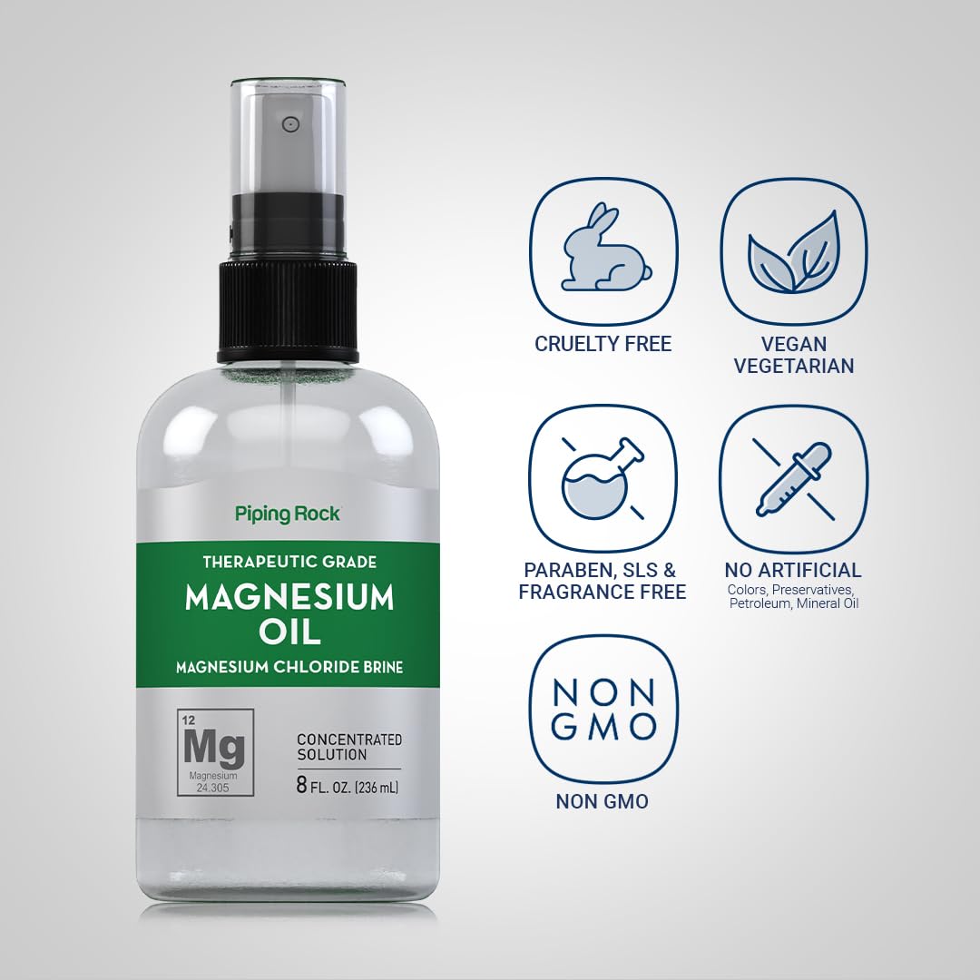 Piping Rock Magnesium Massage Oil 340g side view