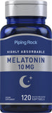 Piping Rock Melatonin 10mg Softgel Capsules front view