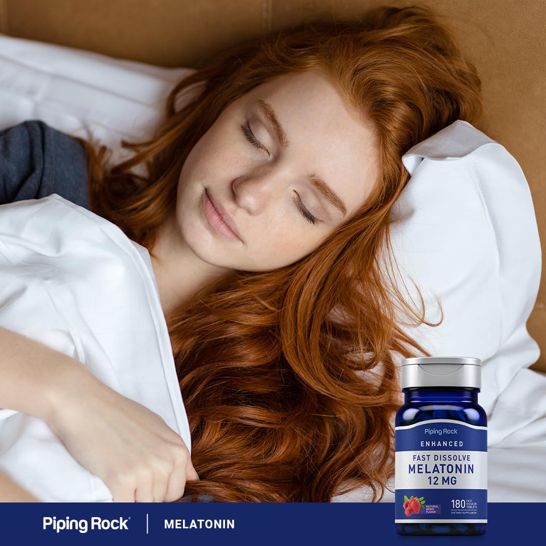 Piping Rock Melatonin 12 mg Fast Dissolve Tablets berry flavour