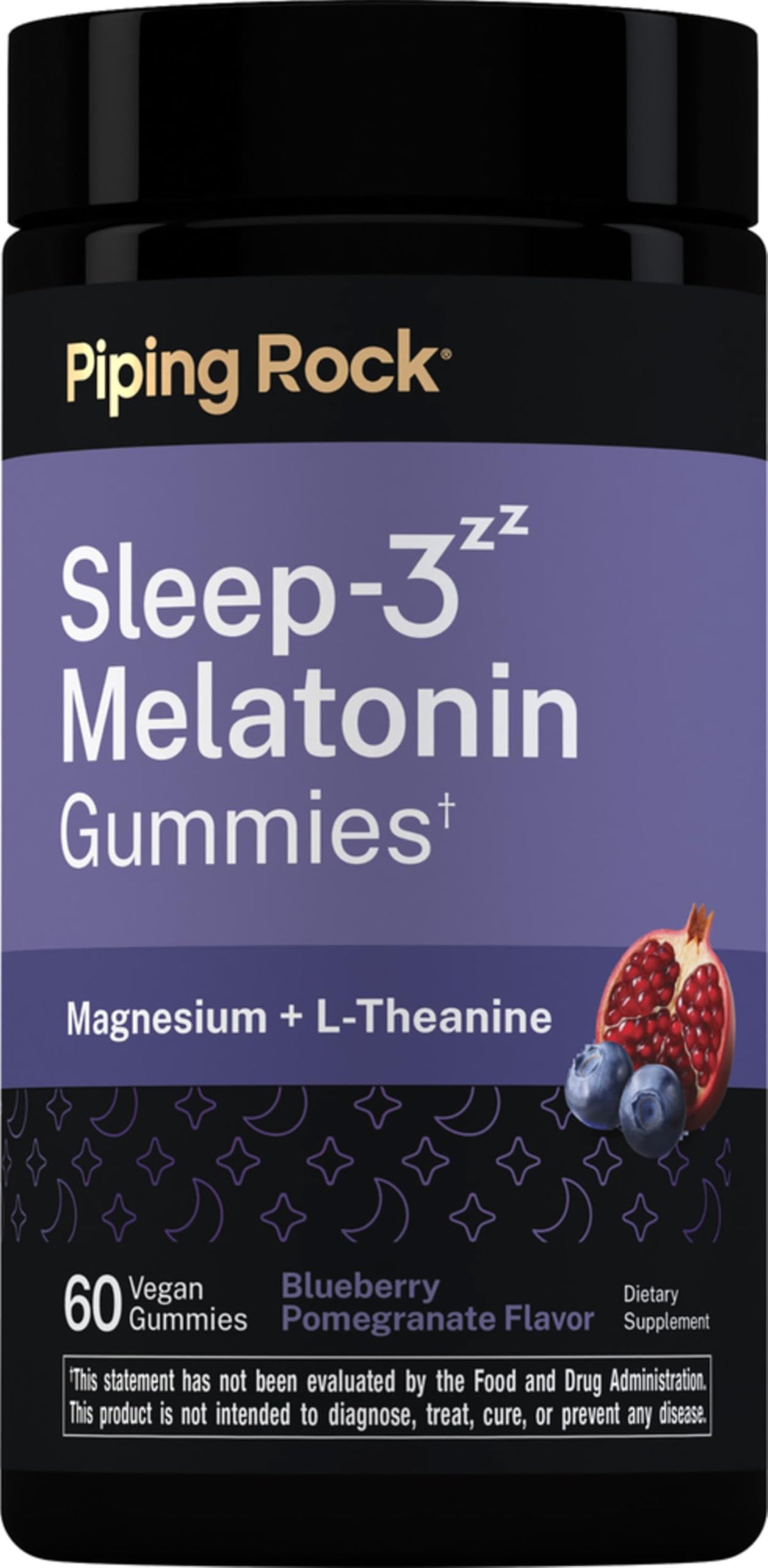 Piping Rock Melatonin 3mg Gummies front view with packaging