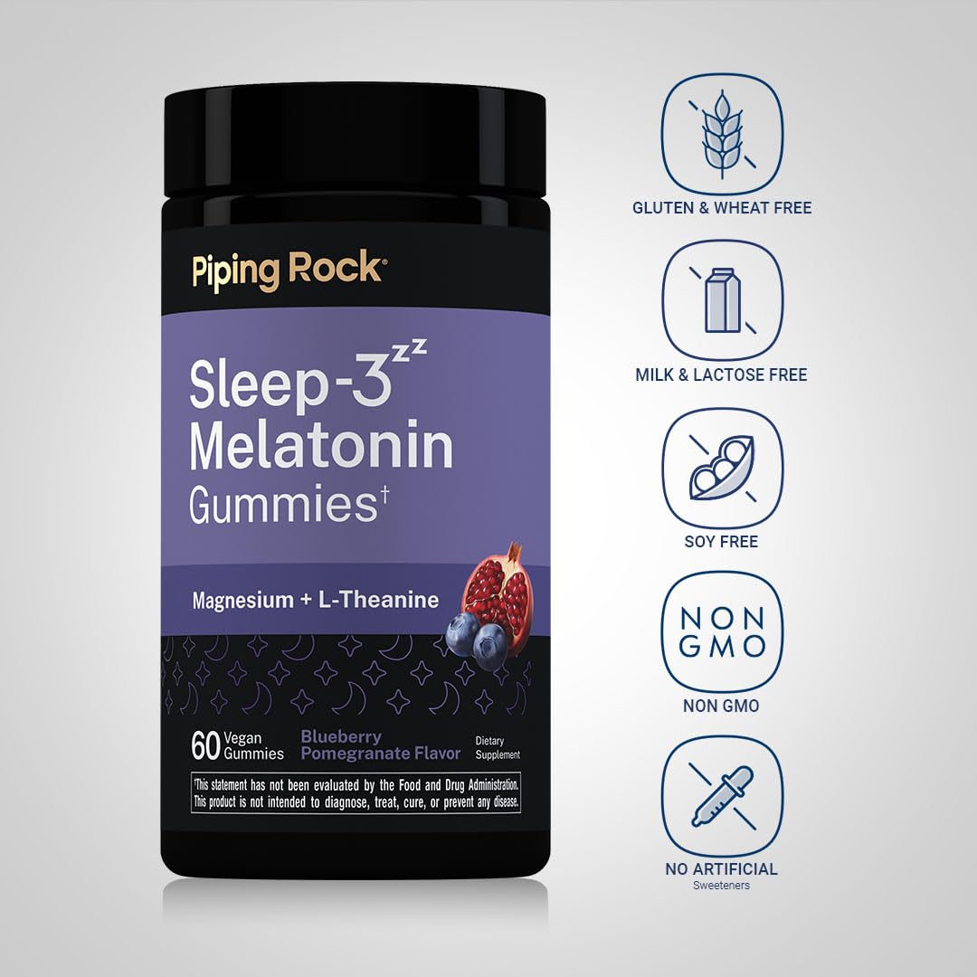 Piping Rock Melatonin 3mg Gummies side view of packaging
