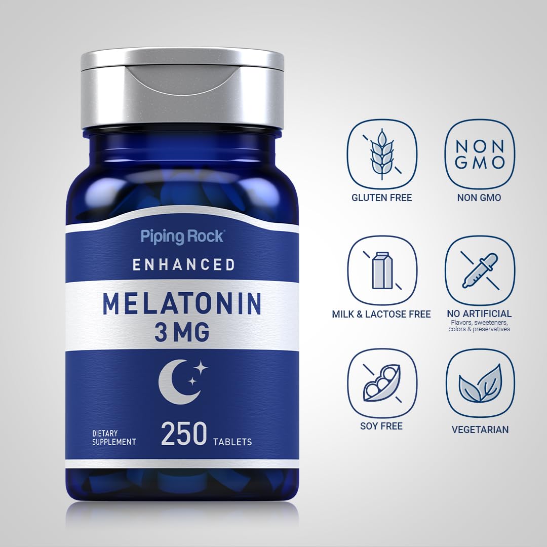 Piping Rock Melatonin 3mg tablet close-up