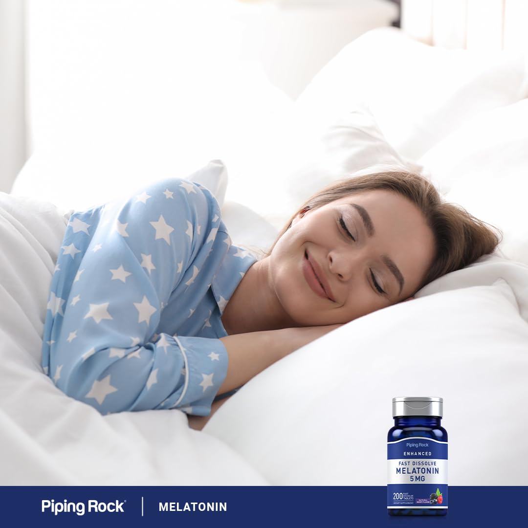 Piping Rock Melatonin 5mg tablets showing dosage information