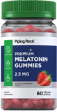 Piping Rock Melatonin Gummies 60 Count Strawberry front view
