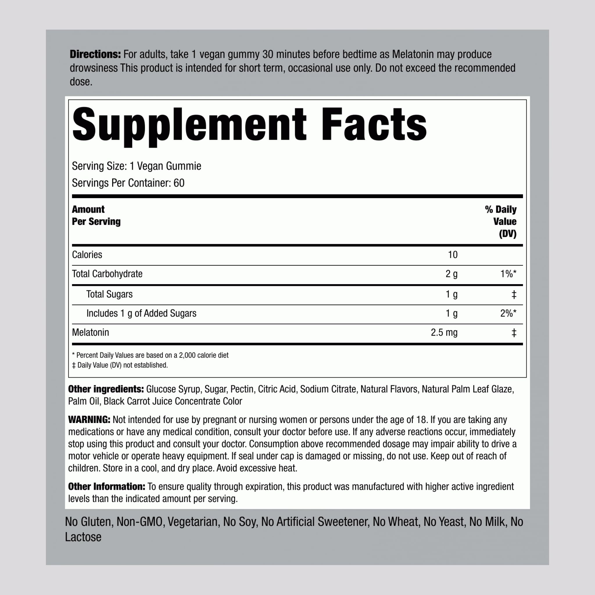Piping Rock Melatonin Gummies 60 Count Strawberry packaging