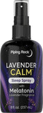 Piping Rock Melatonin Sleep Spray 8 fl oz front view with lavender fragrance