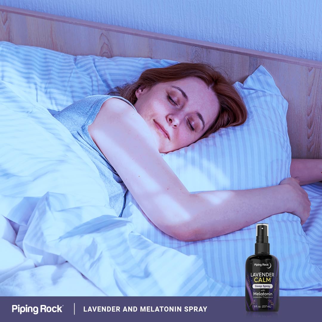 Piping Rock Melatonin Sleep Spray 8 fl oz with clear liquid inside