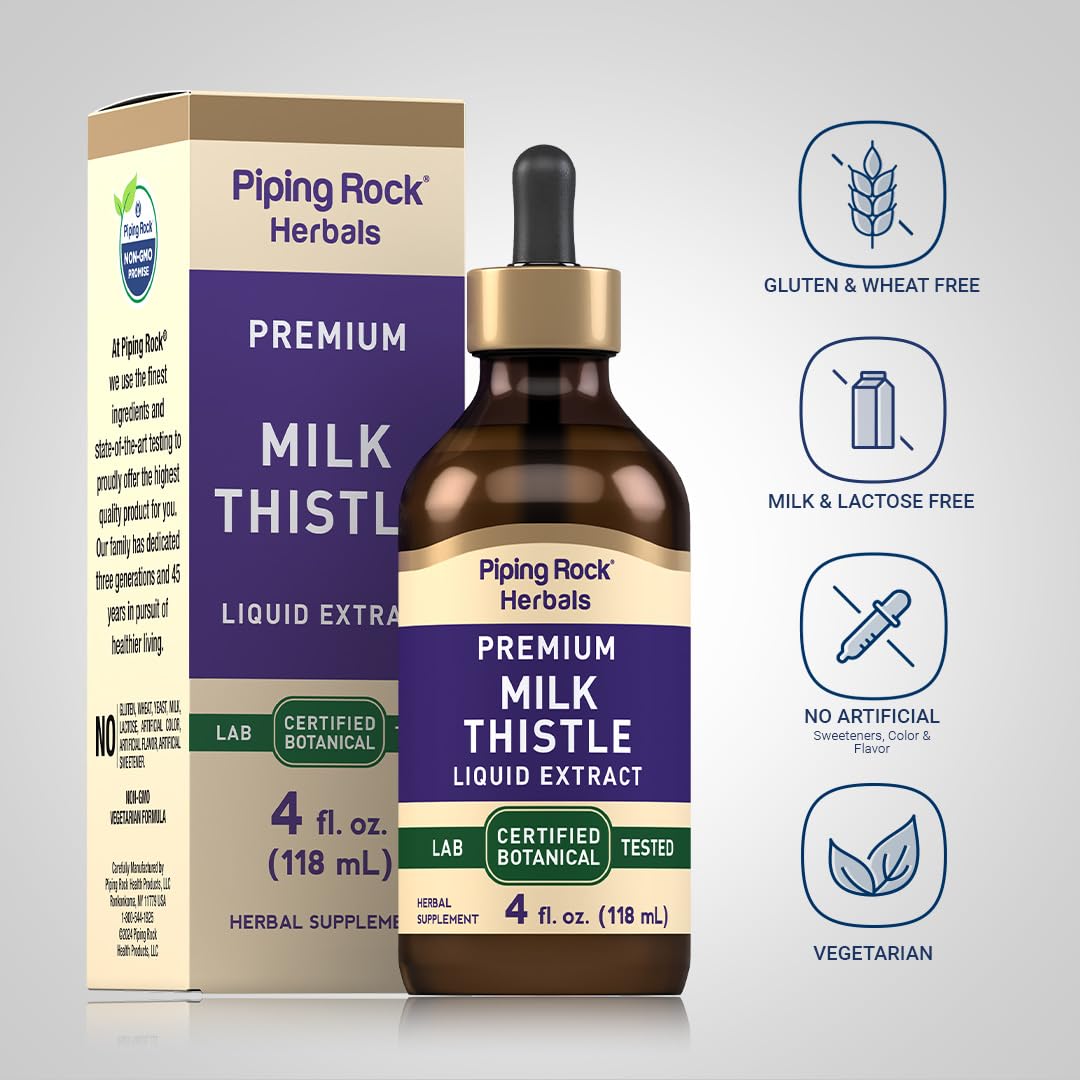 Piping Rock Milk Thistle Concentrated Liquid Extract 270g back view